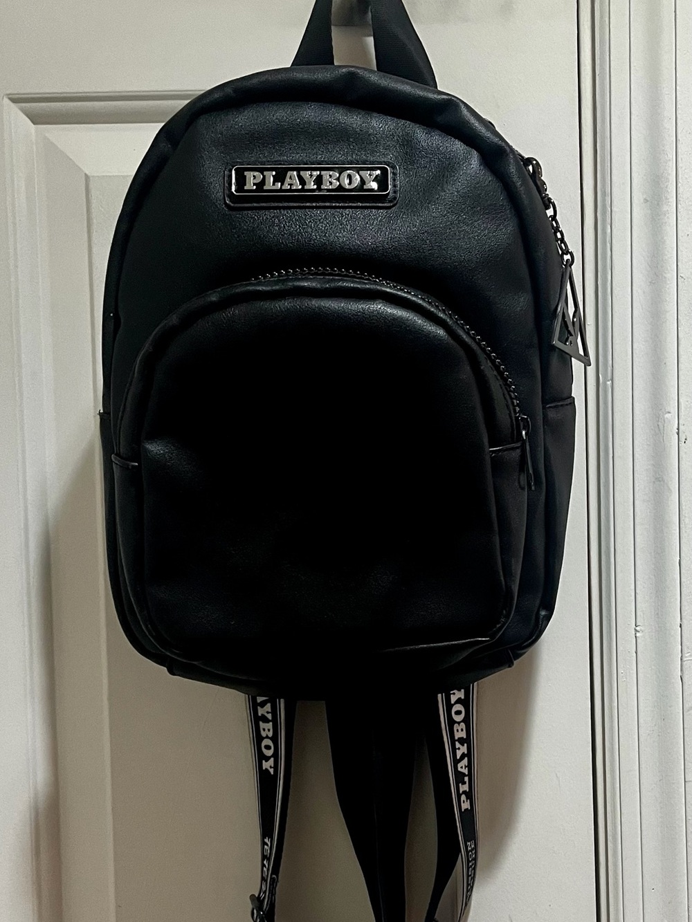 PLAYBOY Black Backpack with Logo Plate by Spencer’s